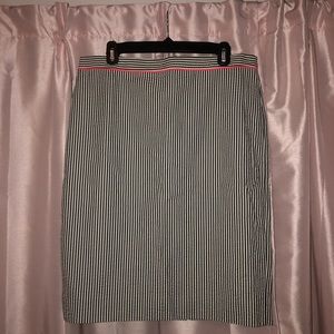 J. CREW White and Gray Striped No. 2 Pencil Skirt